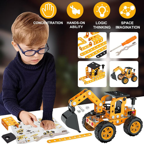 Jixin Xyzhi 3D Set Sets 4-16 Construction Kits Stem Metal Puzzle Machine Vehicle Model Car Construction Toy