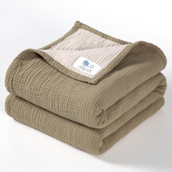 lulumoon Muslin Baby Blanket Neutral: 4-Layer Soft Cotton Toddler Blanket for Daycare