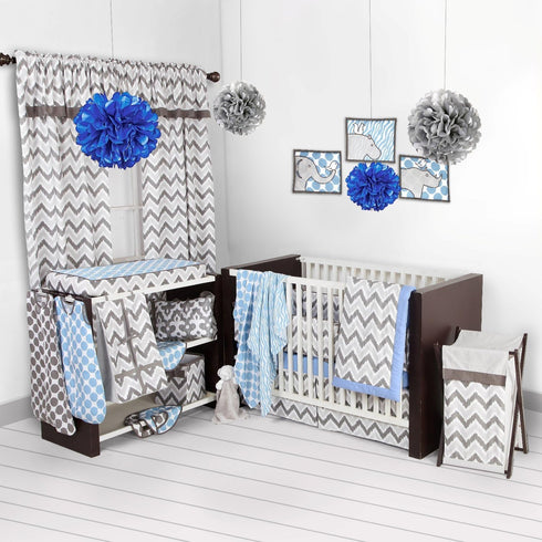 Bacati - Ikat Muslin 2 Pc Security Blankets (Grey/Blue)