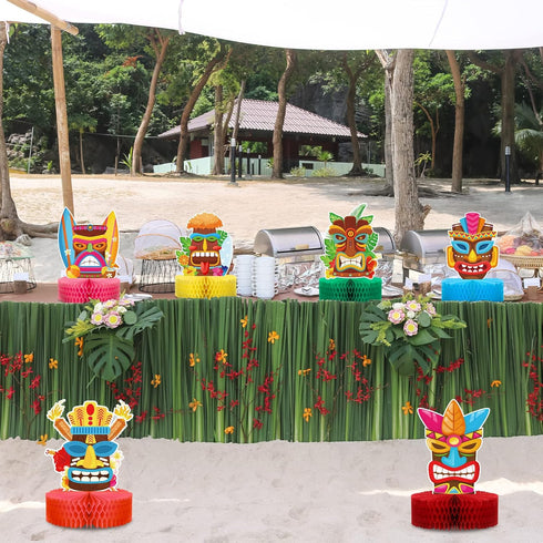 9 Geyee Pcs Hawaiian Luau Honeycomb Centerpiece Tiki Tropical Table Toppers Party Decorations Luau Double Side Table