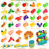 100 Set 1-3, 2 2 3 4 5 Pcs Play Food for Kids Kitchen, Pretend Food Toy for Toddlers Age Plastics Cutting Fake Food/