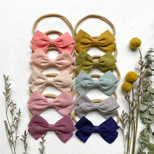 Cherssy Baby Girl Headbands and Hair Bows, 10pcs Stretchy Nylon Hairbands for Newborn, Infant, Toddlers