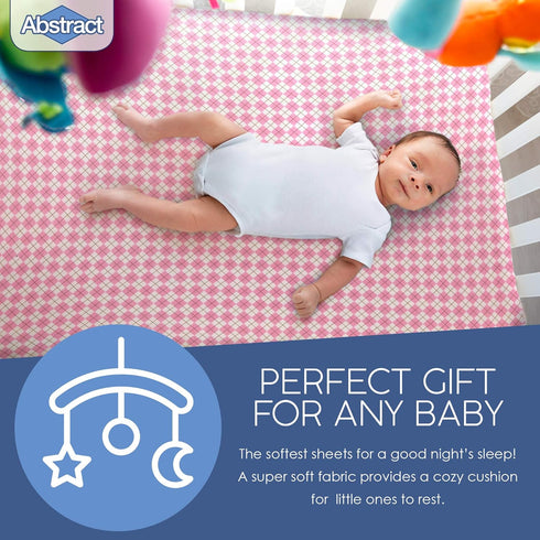 Abstract Mini Crib Cotton Sheets - Ultra Soft Fitted Pack n Play Sheets for Boys Girls Baby - Universal - Snug Fitted -