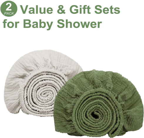 Boys-2 Pack 24"x 38" Muslin Mini Crib Sheets for Girls & Soft Baby Mattress Sheets Fitted-No Slip Neutral Toddler
