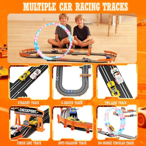 9.86ft 2-in-1 Sets 4 Set Counter,Birthday Boys(S2) Slot Car Track Toy - with Cars,Battery or Electric Car Track