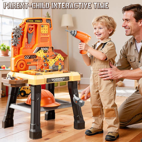 XINNOVEL Set 3-5 3 4 5 6 7 8 Kids Tool Bench with Electric Drill and Realistic Tool, Pretend Play Construction