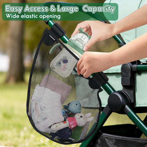 Guiseapue Baby Side Sling Stroller Cargo Net: Universal Stroller Organizer Attachment for Storage, Mesh Bag Storage