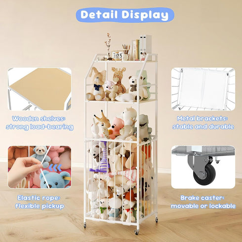 Yoimori 3 Nursery(57.9H) Stuffed Animal Storage Zoo Tier - Large Stuffed Animals Holder Wood and Metal Plush Toy
