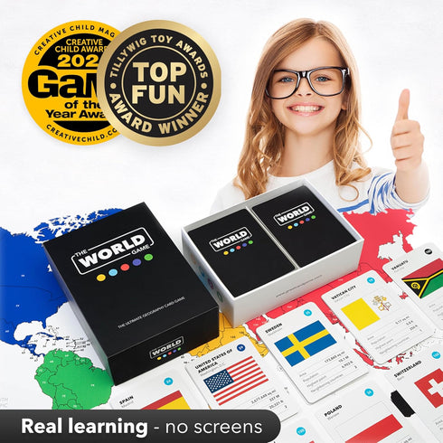 8-12 The World Game - Geography Card Game - Educational Games for Kids, Family and Adults - Cool Learning Gift Idea