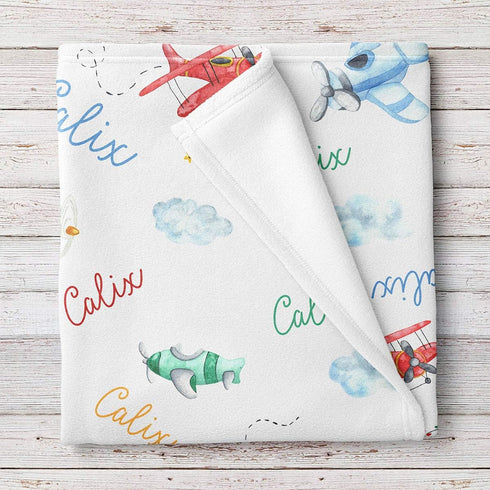 Lovable Gift Co Airplane Personalized Baby Receiving Swaddle Blanket
