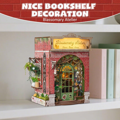 lovelyhome 3D DIY Book Nook Kit, Flower Shop Miniature House Dollhouse Kit for Adults Teen, Mini House Building Kit