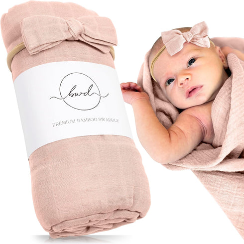 Premium Swaddle Blanket by BWD - Bamboo Viscose & Organic Cotton -