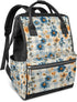 Honeybaby Diaper Bag Backpack for Mom & Dad Checkered Background Flowers 19L Large