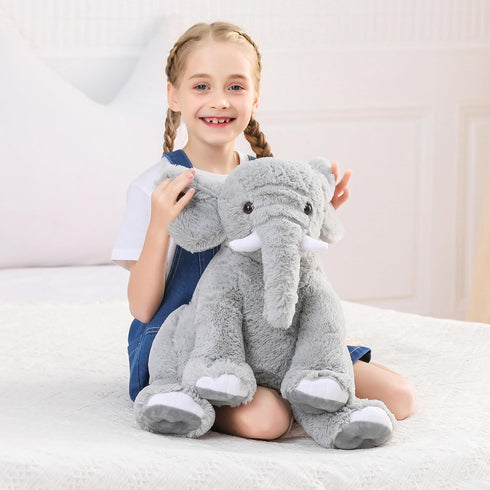 5 lbs 16 inches JellyMallow Elephant Weighted Stuffed Animals Gray, Large Weighted Elephant Plushie Cuddly Pillow Gift