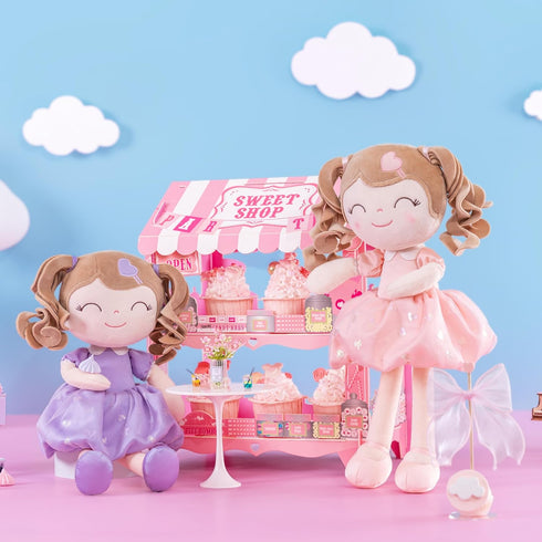 2-4 Gloveleya Baby Doll Baby Girl Gifts Plush Curly Kids Girl Toys with Love Toys for Ages Toddler Toy Pink