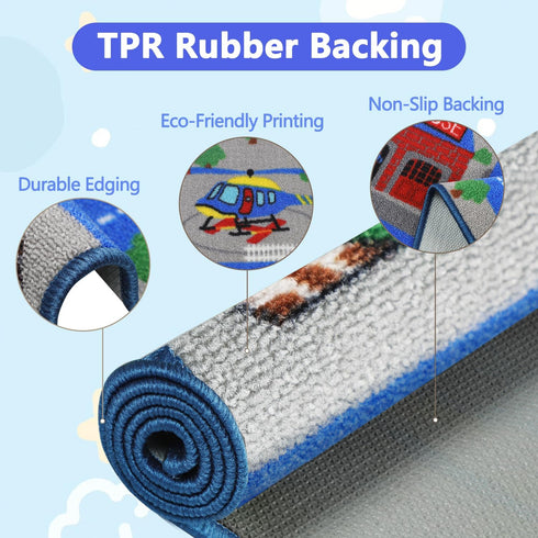 6.6' 5' Capslpad Kids Rug Educational Play Rug x Traffic Road Kids Play Car Mat Large Learning Play Game Area Rug Kids