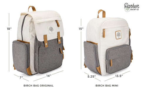 Backpack Parker Baby Diaper - Full Zip Diaper Bag with Insulated Pockets - Gray