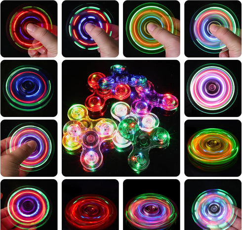 1Pcs 4-8 8-12 WELLVO LED Fidget Spinner for Kids Adults, Light up Sensory Fidget Toys for Kids Anxiety Stress Relief