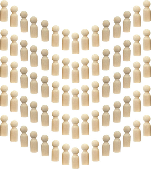 75 Pieces Wood Peg Dolls - Unfinished Wooden People Craft Blank Family Figures, 5/8 x 1-3/4 inch