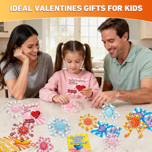 YIZER 24PC 24PC Valentines Cards for Kids with Fidget Spinner,Funny Sensory Fidget Toys Deformable Chain DIY Robot