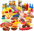 Jaxojoy 122 Piece Pretend Play Food Set for Kids, Kitchen Accessories, Toy Food for Kids Kitchen