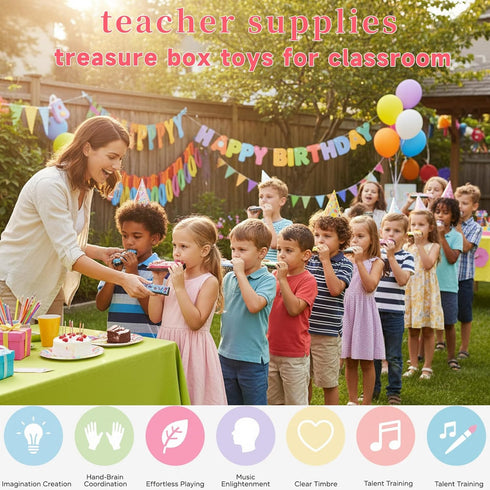 Bertork 24 Pack 3-12, Kids Harmonicas Birthday Party Favors - Colorful Cartoon Music Toys for Boys Girls Age Goodie Bag