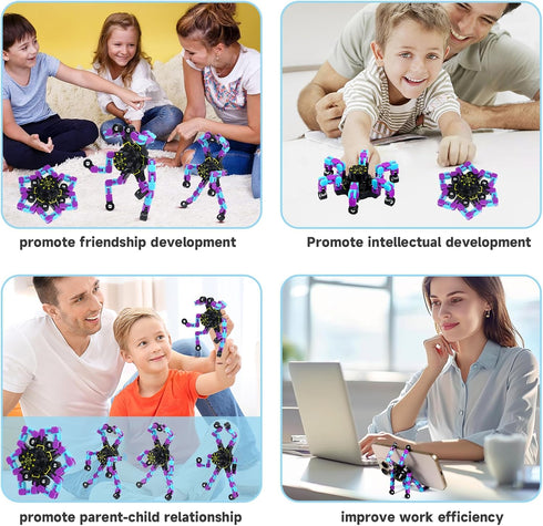 Hdnpea 4 Pcs Fidget Toys Bulk Transformable Fidget Spinner for Kids and Adults, Stress Relief Sensory Toy Robot Spinner