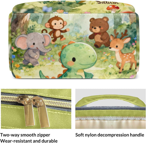 LiSoAkWE Backpack Daypack Backpack Personalized Large Capacity Forest Dinosaur Animals Diaper Bags,Custom Name Casual
