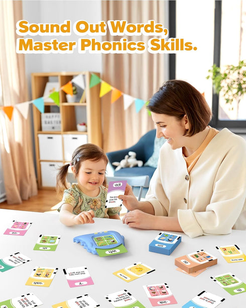 Phonics Talking Flash Cards for Toddlers 2-8, 252 Words, CVC Blends, Long Vowel Sounds, Montessori Language Learning