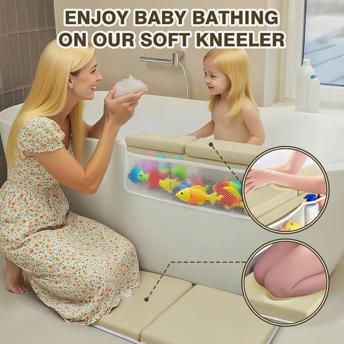 Elbow Set, Water-Resistant Baby Bath Kneeler and Rest Pad Soft Painless Tub Kneeling Pad for Bathing Baby with Toy