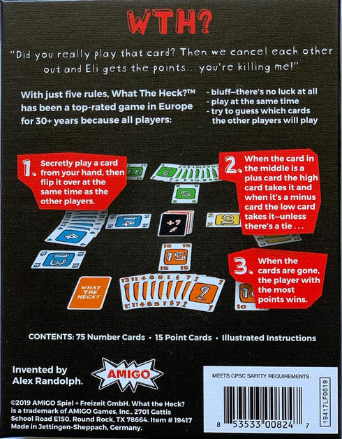 AMIGO Games What The Heck? - Strategic Bluffing Card Game for 2-5 Players, Ages 8+