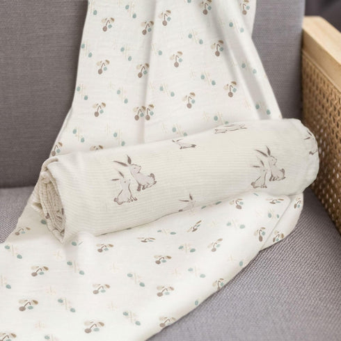 100% 47 47 inches Crane Baby Organic Cotton Bunny Single Baby Swaddle Wrap for Boys and Girls, Gender Neutral Newborn