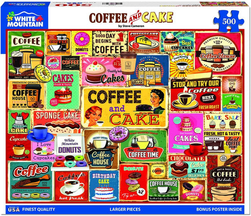 White Mountain - Coffee & Cake - 500 Piece Jigsaw Puzzle, Sweets & Muffins