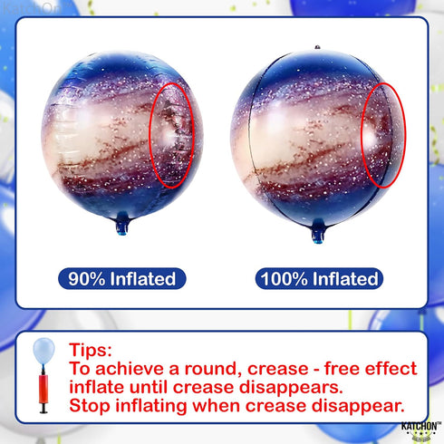 KatchOn Big Galaxy Balloons - 22 Inch Pack of 6, 360 Degree 4D Round Sphere Balloons for Space Themed Party Decorations