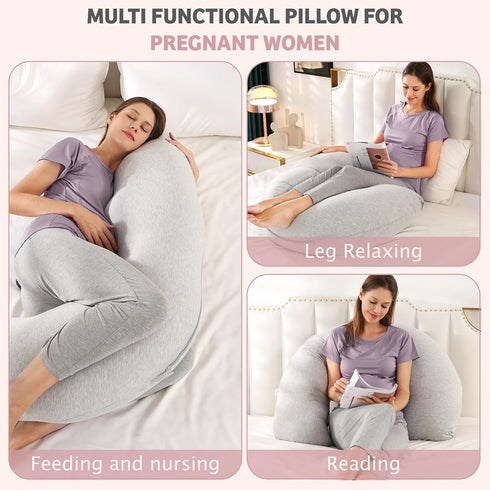 Cozy Zomee Comfort Pregnancy Pillow - J Shaped Maternity Pillow for Side Sleeping & Nursing Support for Neck,Head, Back