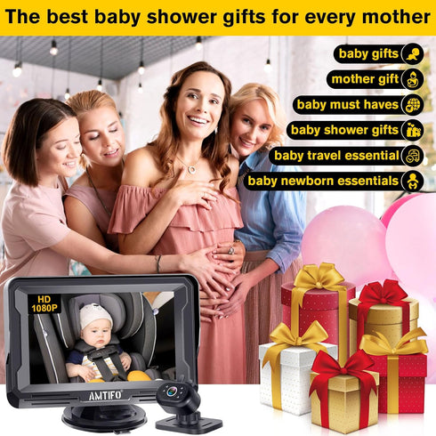 AMTIFO 2Mins 360 Baby Car Camera Easy Install: Clear Night Vision Plug-Play Backseat Camera Rotation Rear Facing Car