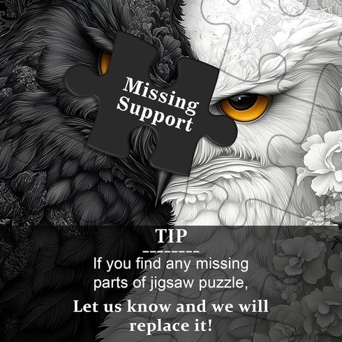 PICKFORU 1000 Yin Yang Owl Puzzle for Adults PiecesBlack and White Puzzles Owl Flowers, Impossible Difficult Hard Bird