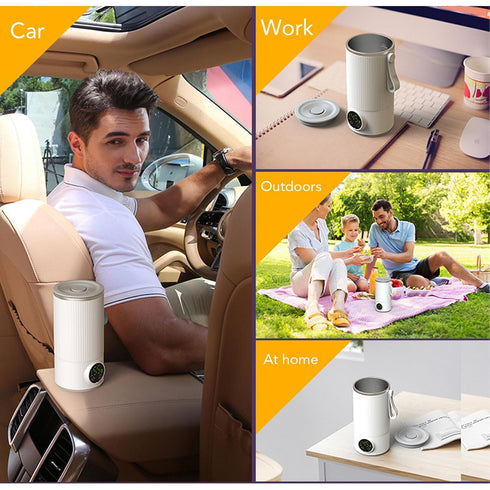 LAISANIM 400ML 55 Portable Baby Milk Warmer for Travel, Bottle Warmer Built in Rotating Stirrer, Fast Heating Up