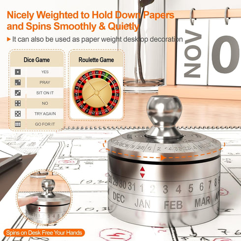 Stainless Steel Lucky Fidgeting Spinner Mens Gifts Office Desktop Anxiety Relief Paperweight Roulette Dice Game