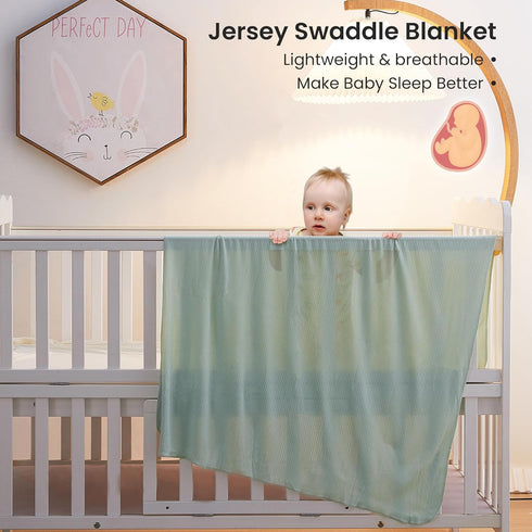 lasoftan 40 30 inches, 2 Jersey Swaddle Blanket, Ultra Soft Stretchy Receiving Blanket, Baby Girl Newborn Rainbow