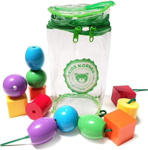 Jumbo Lacing Beads for Kids - Montessori Toddler Games and Educational Toys, Rainbow Matching Game and Stringing Bead