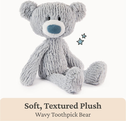 0 15 GUND Toothpick Wavy Bear, Teddy Bear Stuffed Animal for Ages and Up, Gray