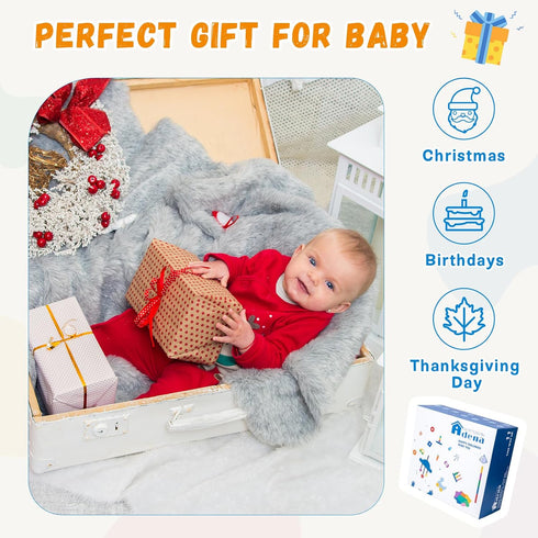 3-4 Baby,8 1 Adena Montessori Play Kit for Months in Wooden Learning Educational Toys for Toddler,Include Framed Mirror