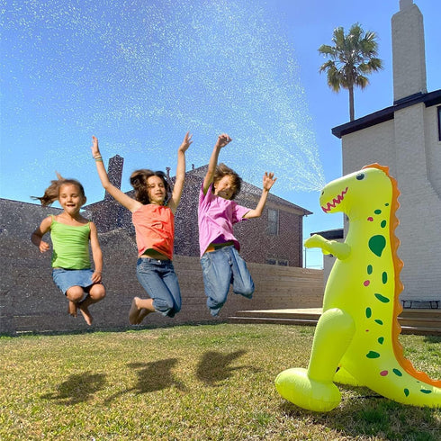 Float Joy Sprinkler for Kids, Inflatable 5.5ft Giant Dinosaur T-REX Water Toy for Pool Party Decorations