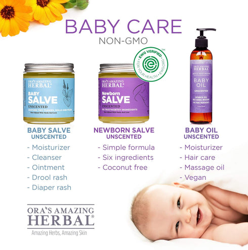 Ora's Amazing Herbal Travel Size Natural Baby Oil, Calendula Oil for Baby, Infant Massage, Cradle Cap, Hair Oil