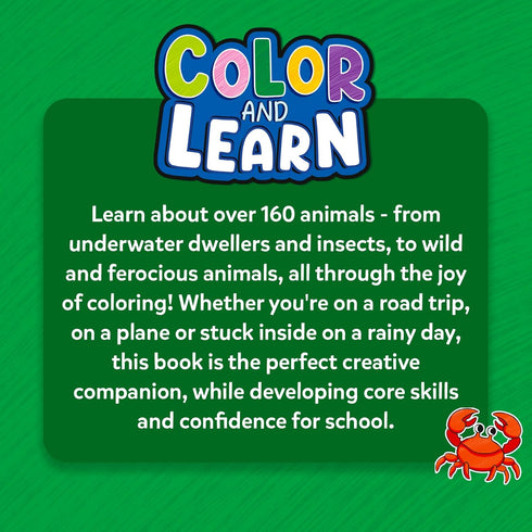 160+ 12 50 3, 4, 5, 6 Skillmatics Color & Learn Activity Book Learn Animals, Retractable Mess-Free Crayons & Pages