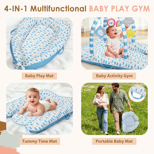 Lanabuna 7-in-1 0-12 5 Baby Play Mat & Activity Gym, Months Multi-Use Play Center with Hanging Sensory Toys, Early