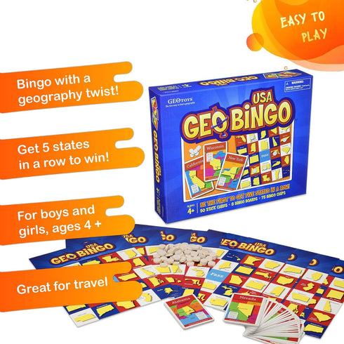 GeoBingo USA Educational Geography Board Game