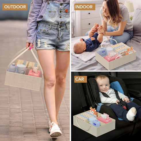 3 BBLIKE Diaper Caddy Organizer with Hanging Rack - Tier Rolling Baby Storage Cart with Drawers and Side Pockets