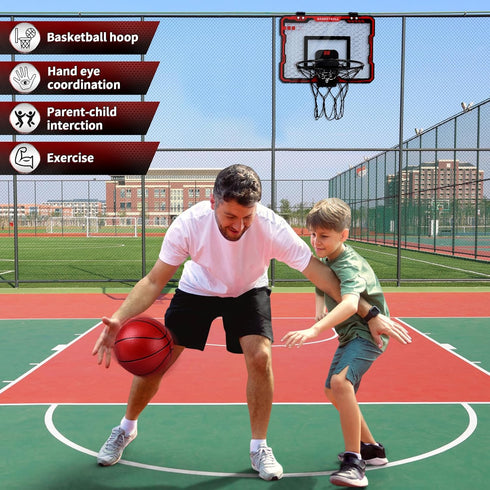 Mini Basketball Hoop Indoor Kids with Electronic Scoreboard Small Basketball Goal Hanging Door Dunk Proof